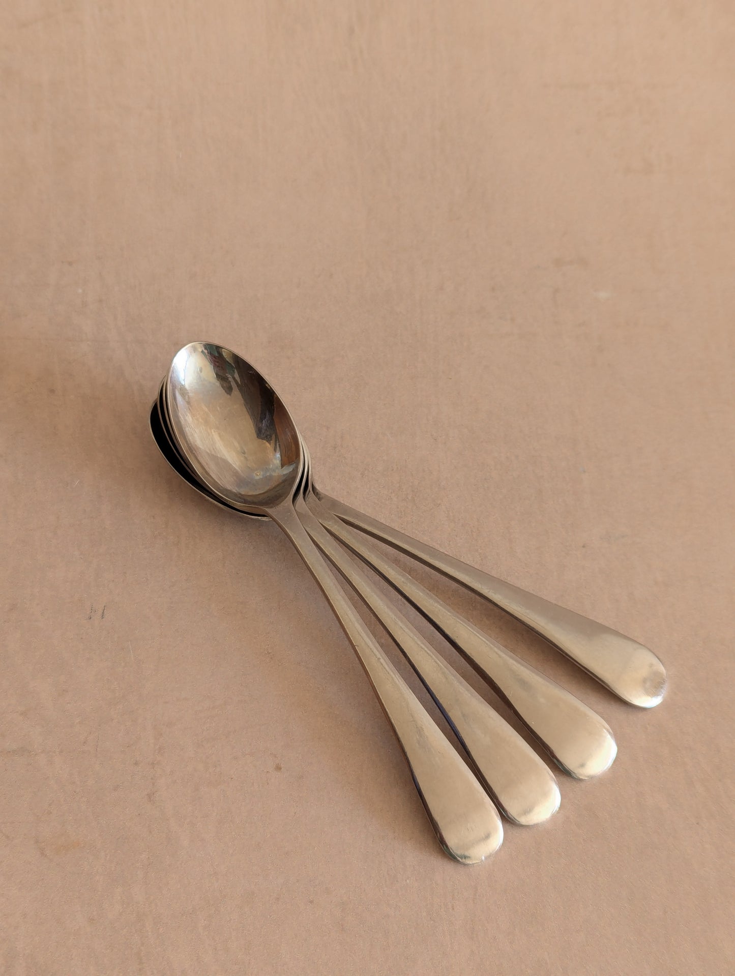 Vintage Firth Staybrite Pre-War Stainless Steel Dessert Spoons, Set of Four