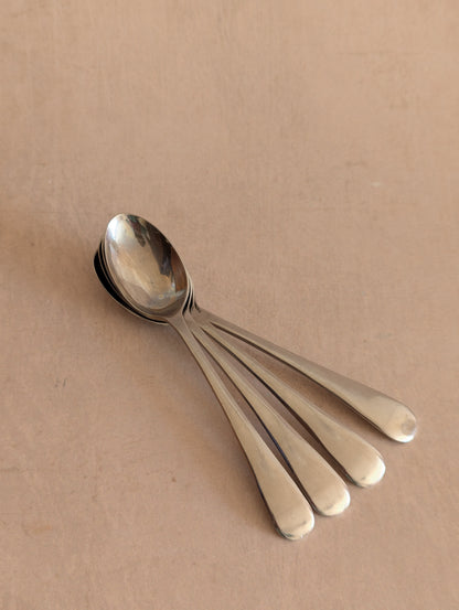 Vintage Firth Staybrite Pre-War Stainless Steel Dessert Spoons, Set of Four