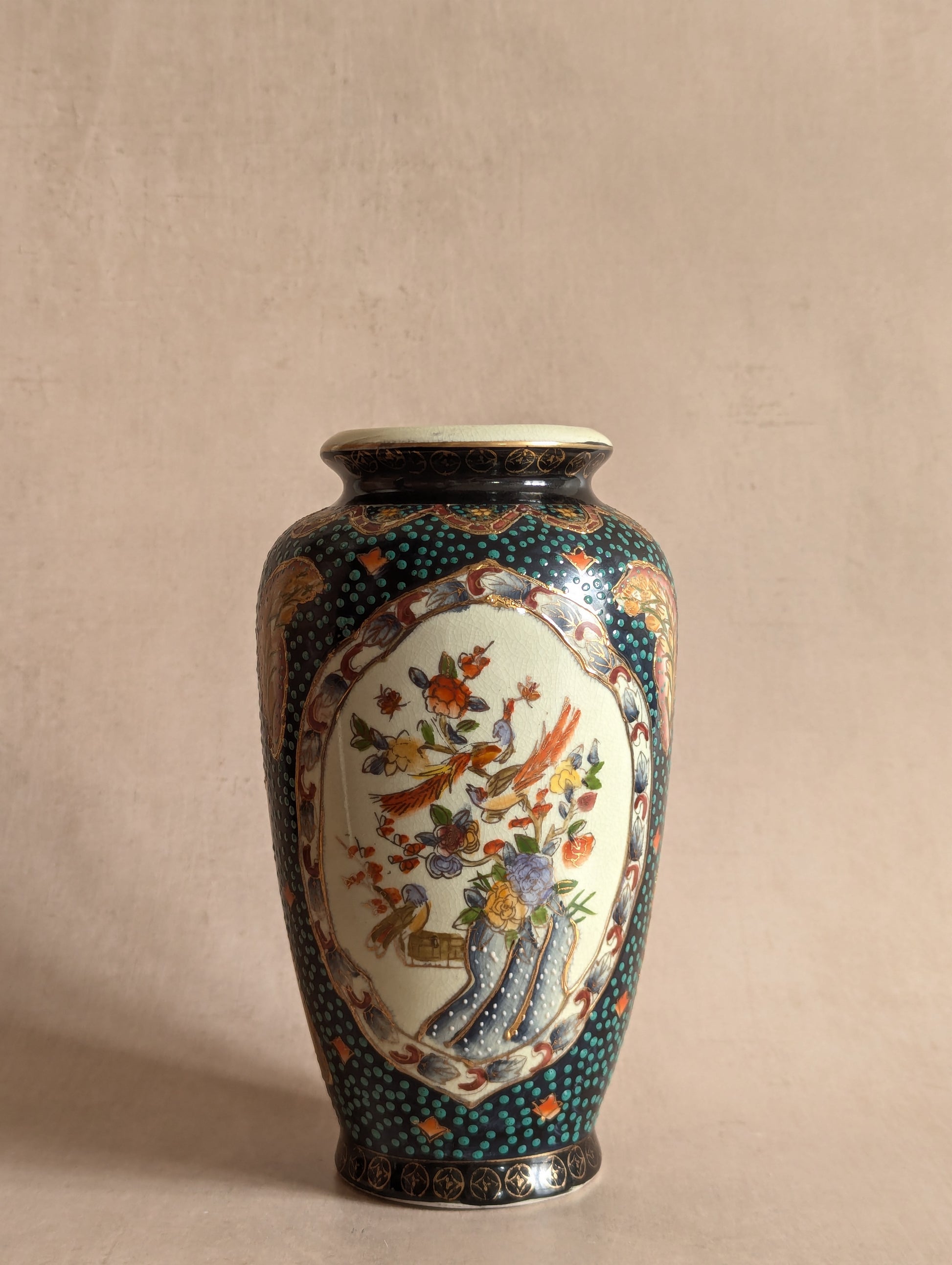 Vintage Hand-Painted Chinese Zhong Guo Zhi Zao Floral Vase