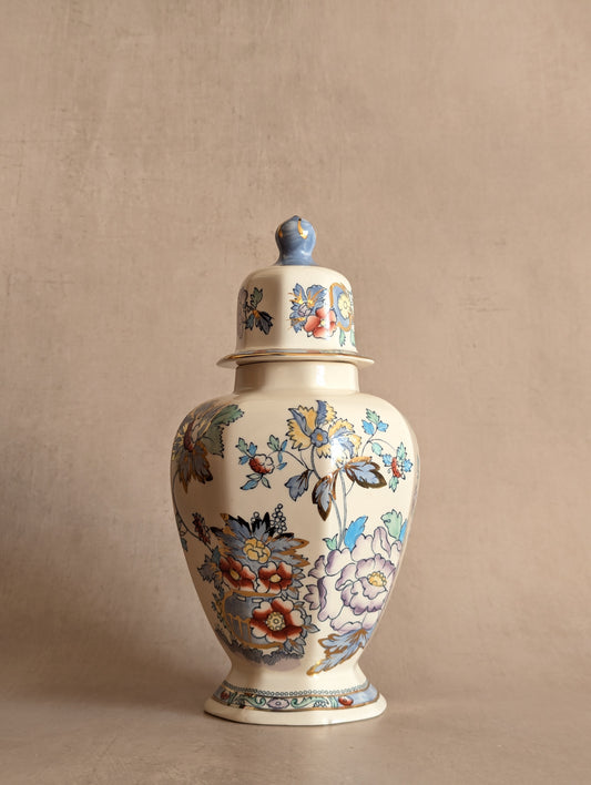 Vintage Hand-Painted Mason's Ironstone Tokyo Vase in Blue Topaz
