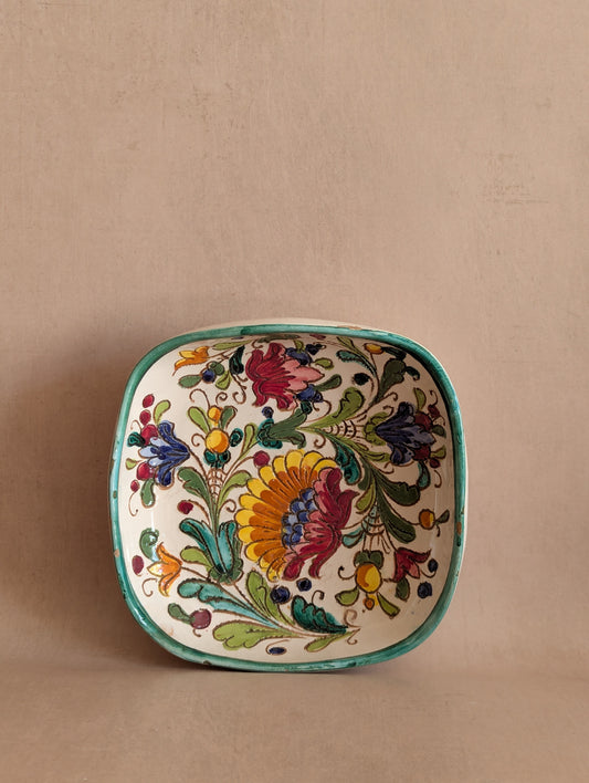 Vintage Italian Fratelli Fanciullacci Polychrome Square Ceramic Bowl