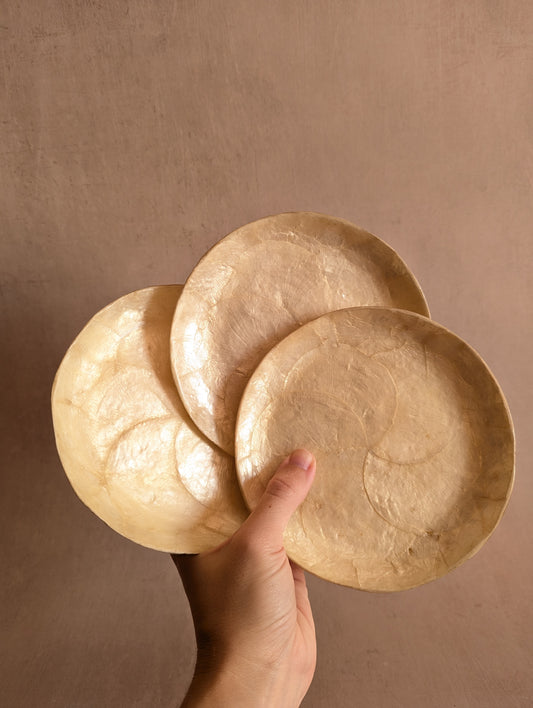 Vintage Mid-Century Philippines Capiz Shell Small Plates, Set of Three