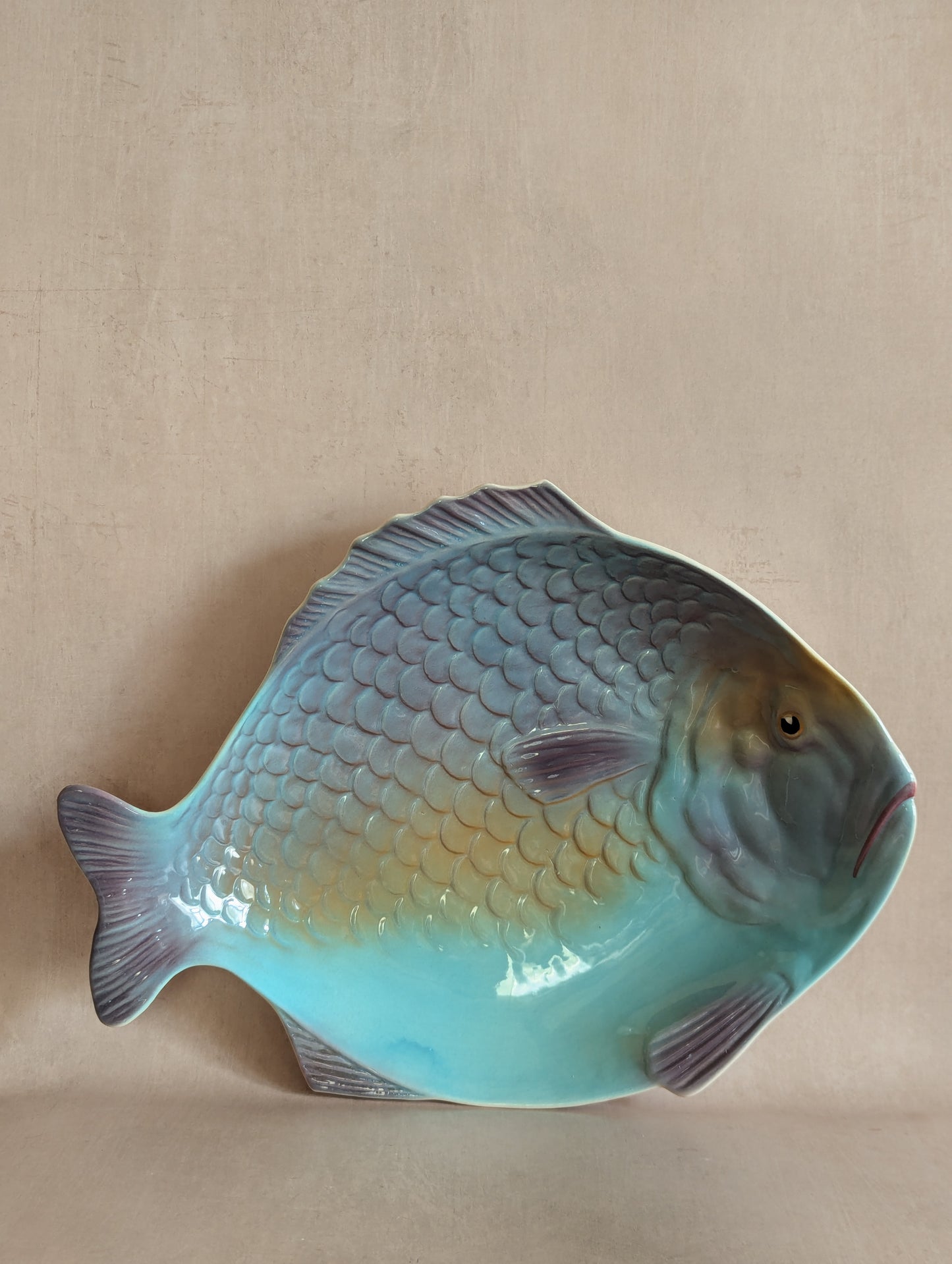 Vintage Mid-Century Shorter & Son (Possibly Clarice Cliff) Blue Ceramic Fish Plate