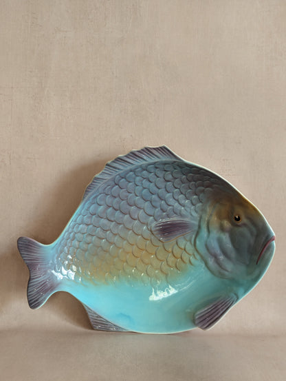 Vintage Mid-Century Shorter & Son (Possibly Clarice Cliff) Blue Ceramic Fish Plate