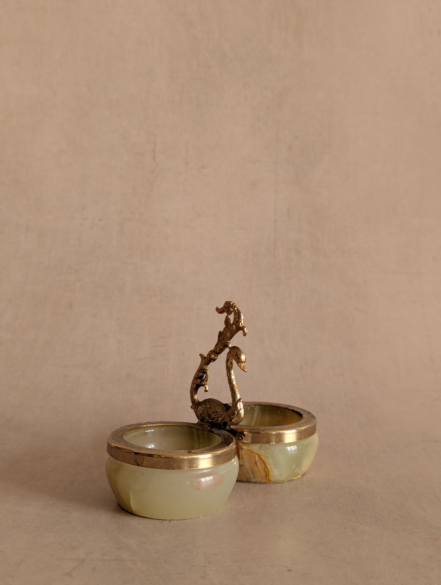 Vintage Miniature Onyx Swan Condiment Dish