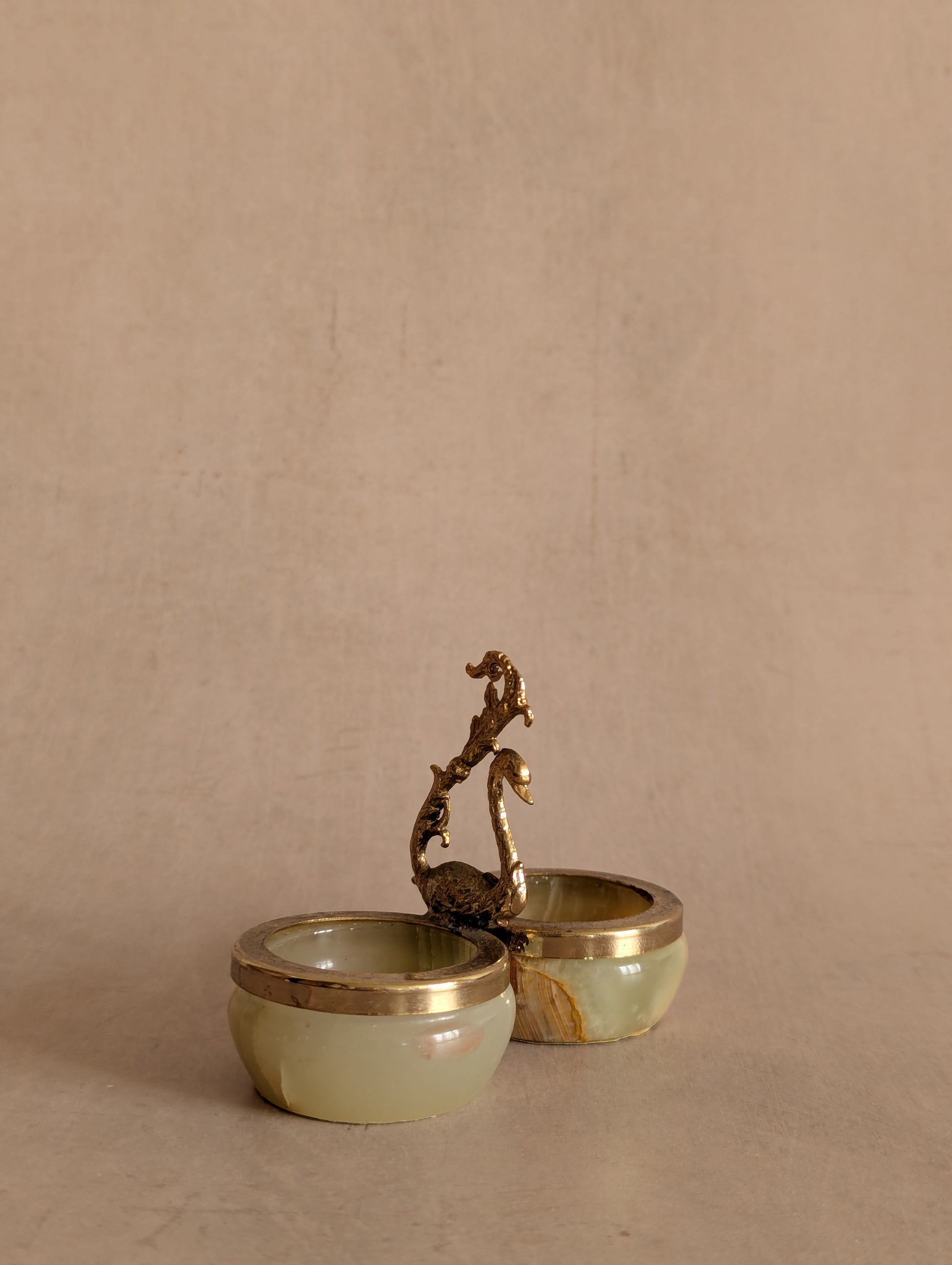 Vintage Miniature Onyx Swan Condiment Dish