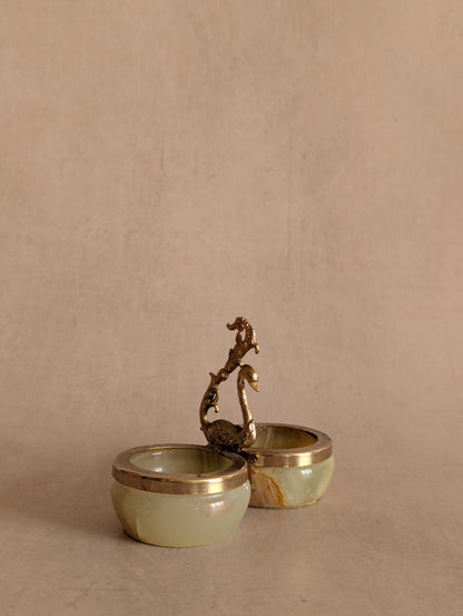 Vintage Miniature Onyx Swan Condiment Dish