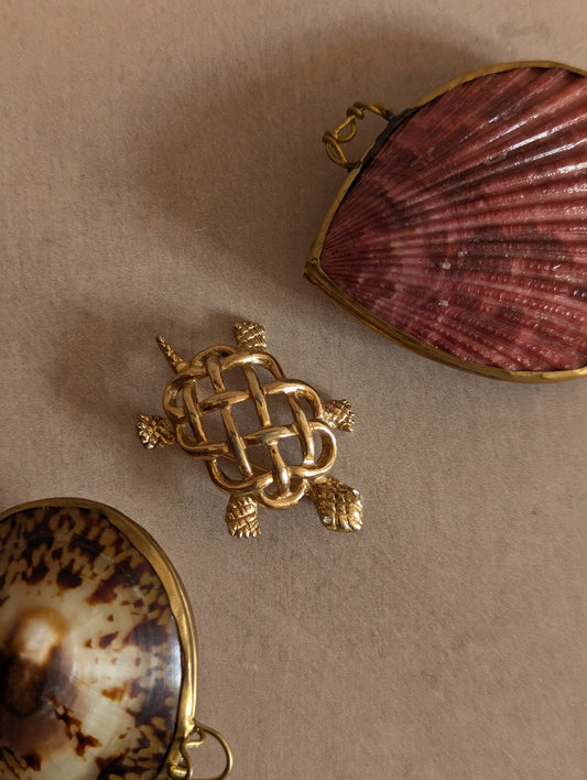 Vintage Napier Gold Tone Woven Turtle Brooch