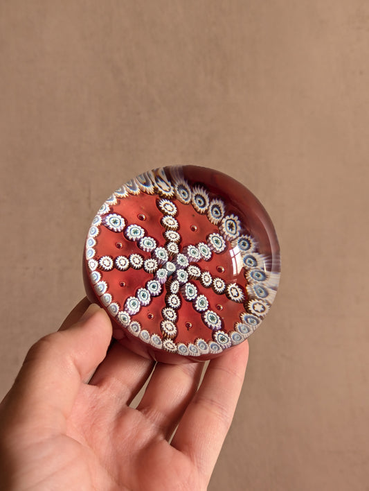 Vintage Orange Millefiori Scottish Glass Paperweight, Edinburgh