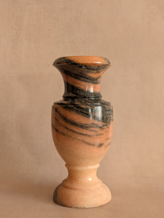Vintage Pink & Black Rosa Borba Marble Stone Urn Vase
