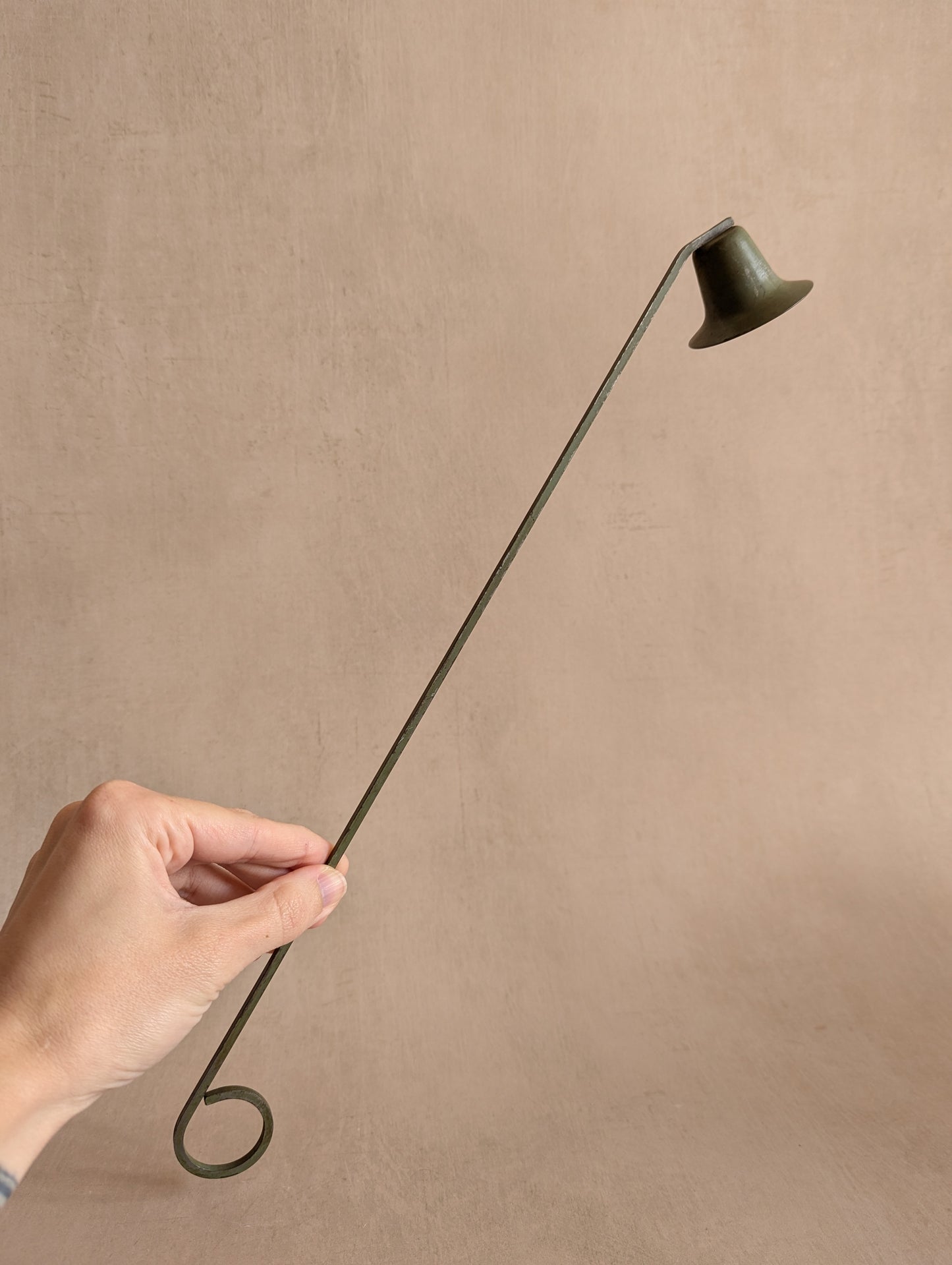 Vintage Rustic Green Extra Long Metal Farmhouse Candle Snuffer