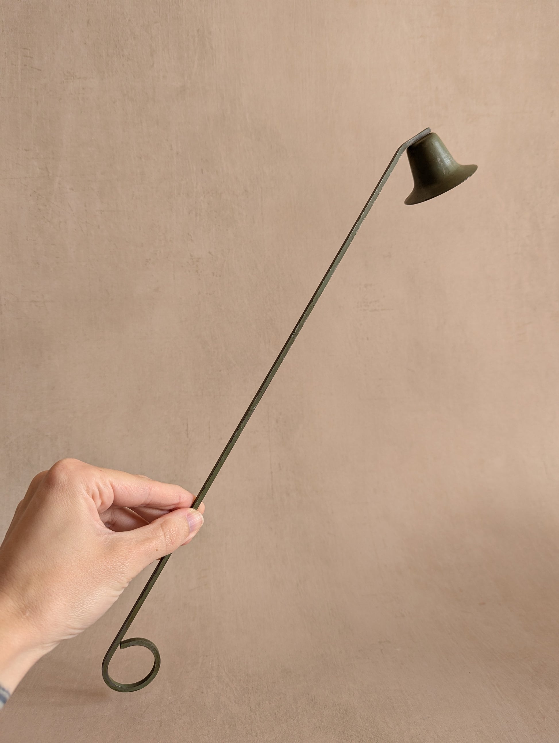 Vintage Rustic Green Extra Long Metal Farmhouse Candle Snuffer