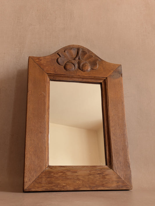 Vintage Rustic Pine Wood Acorn Mirror
