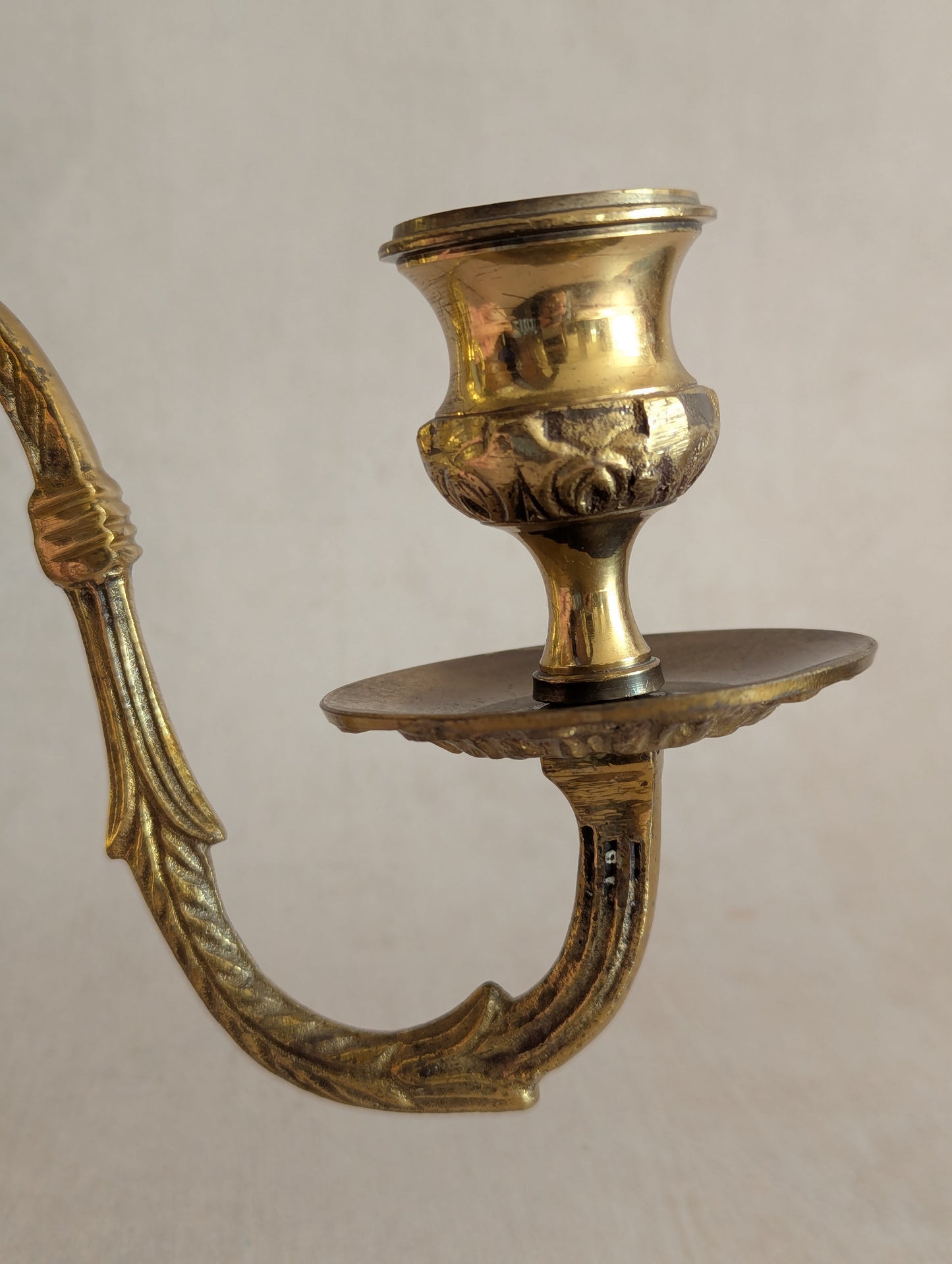 Single Solid Brass Ornate Candle Sconce