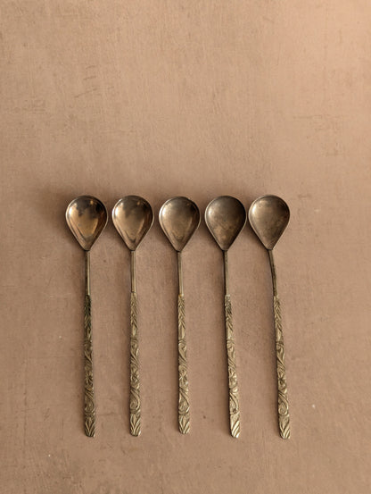 Mid-Century USSR Nickel Coffee Spoons, Set of Five