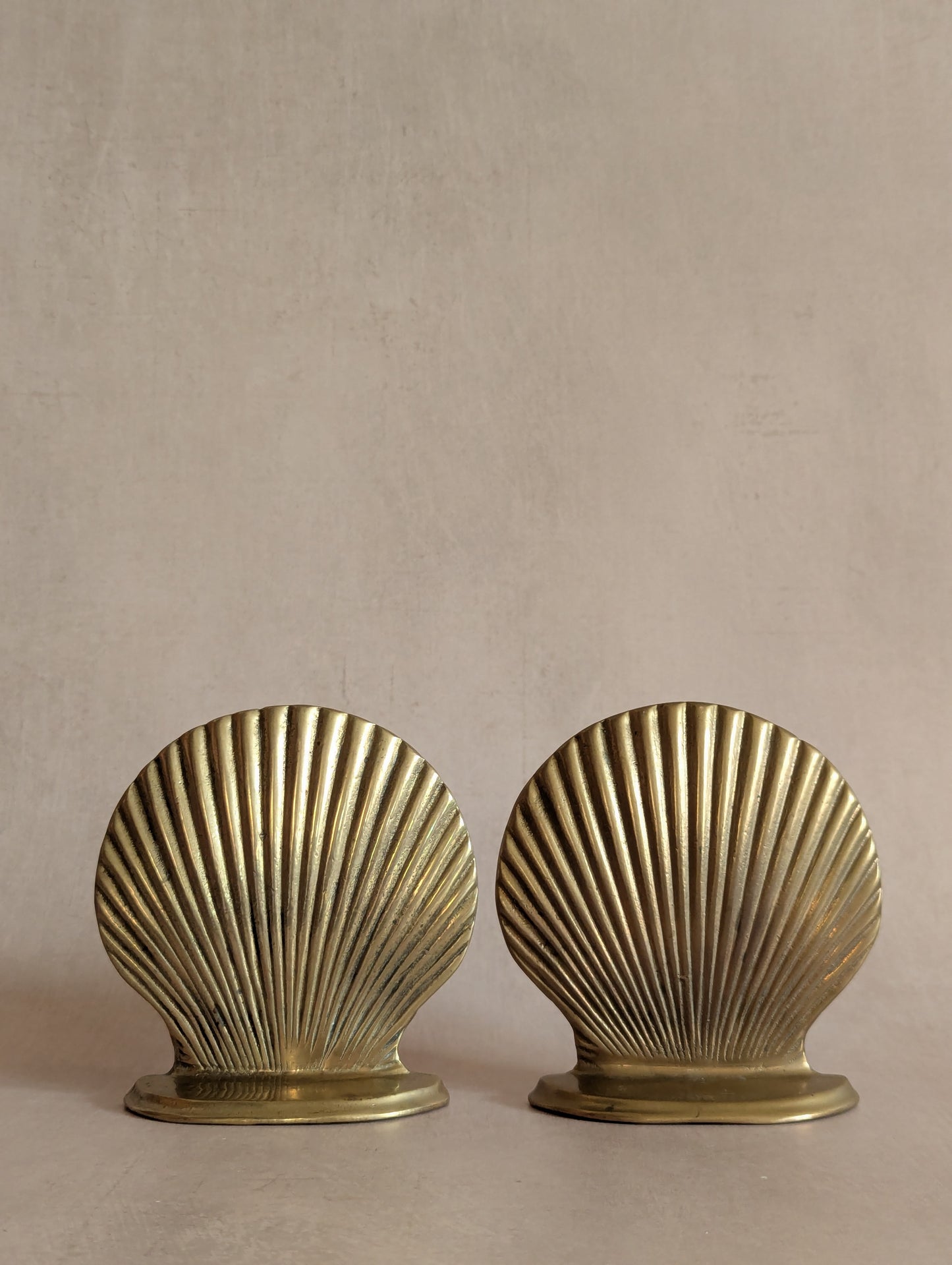 Solid Brass Mid-Century Seashell Bookends