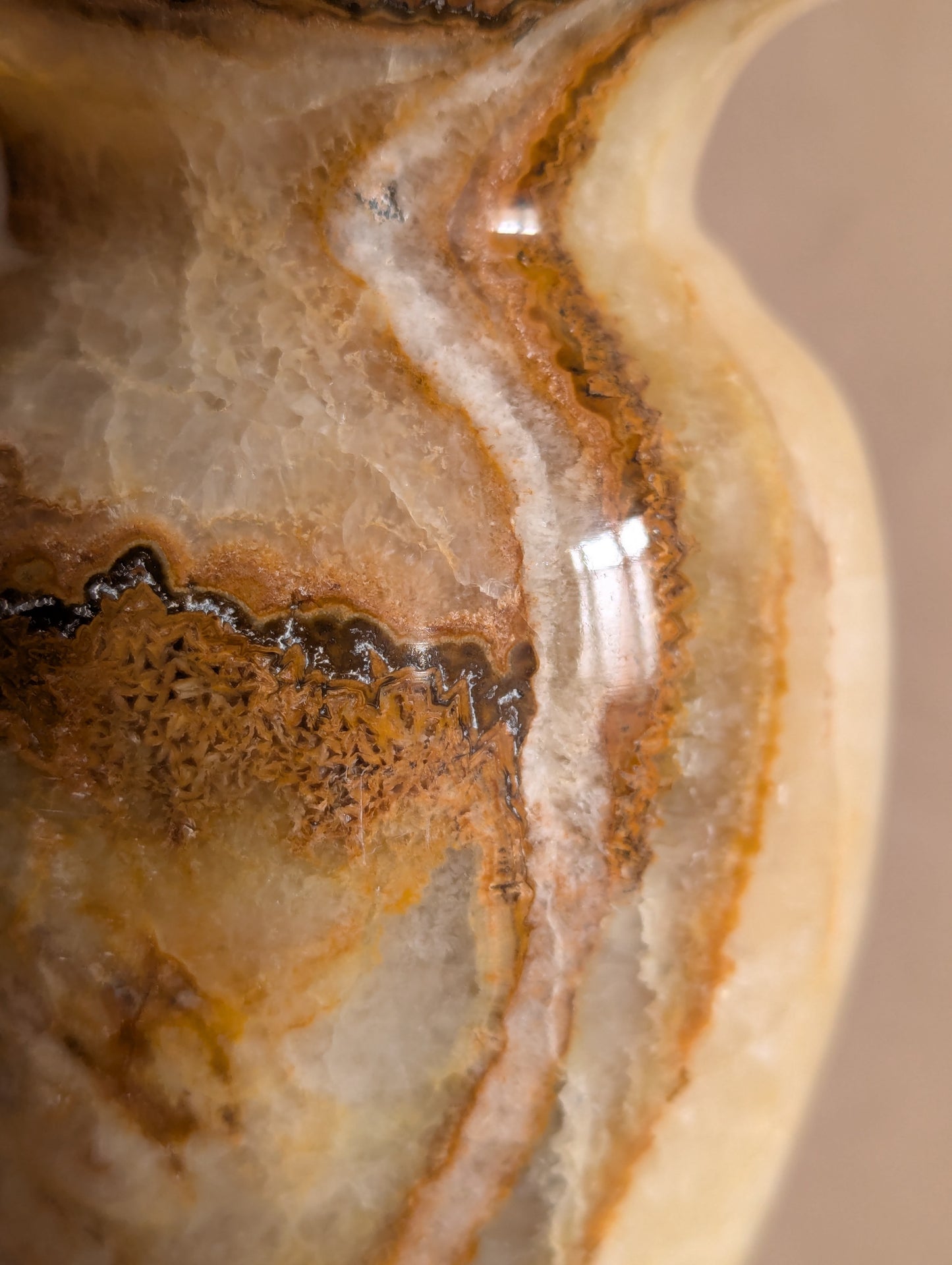 Large Onyx Natural Stone Trumpet Vase