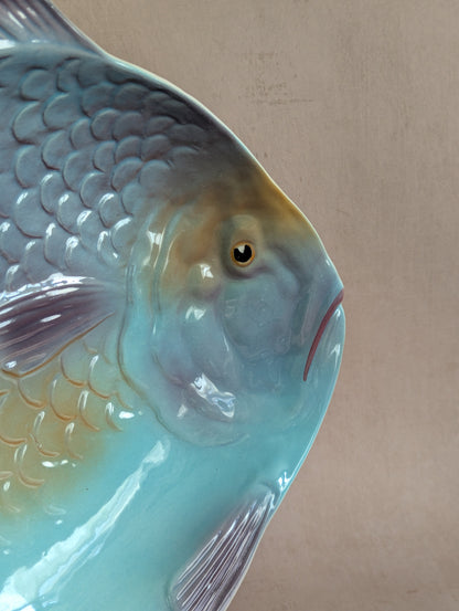 Mid-Century Shorter & Son Blue Ceramic Fish Plate