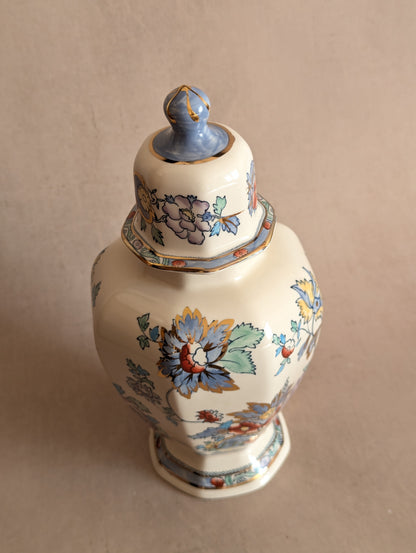 Hand-Painted Mason's Ironstone Tokyo Vase in Blue Topaz
