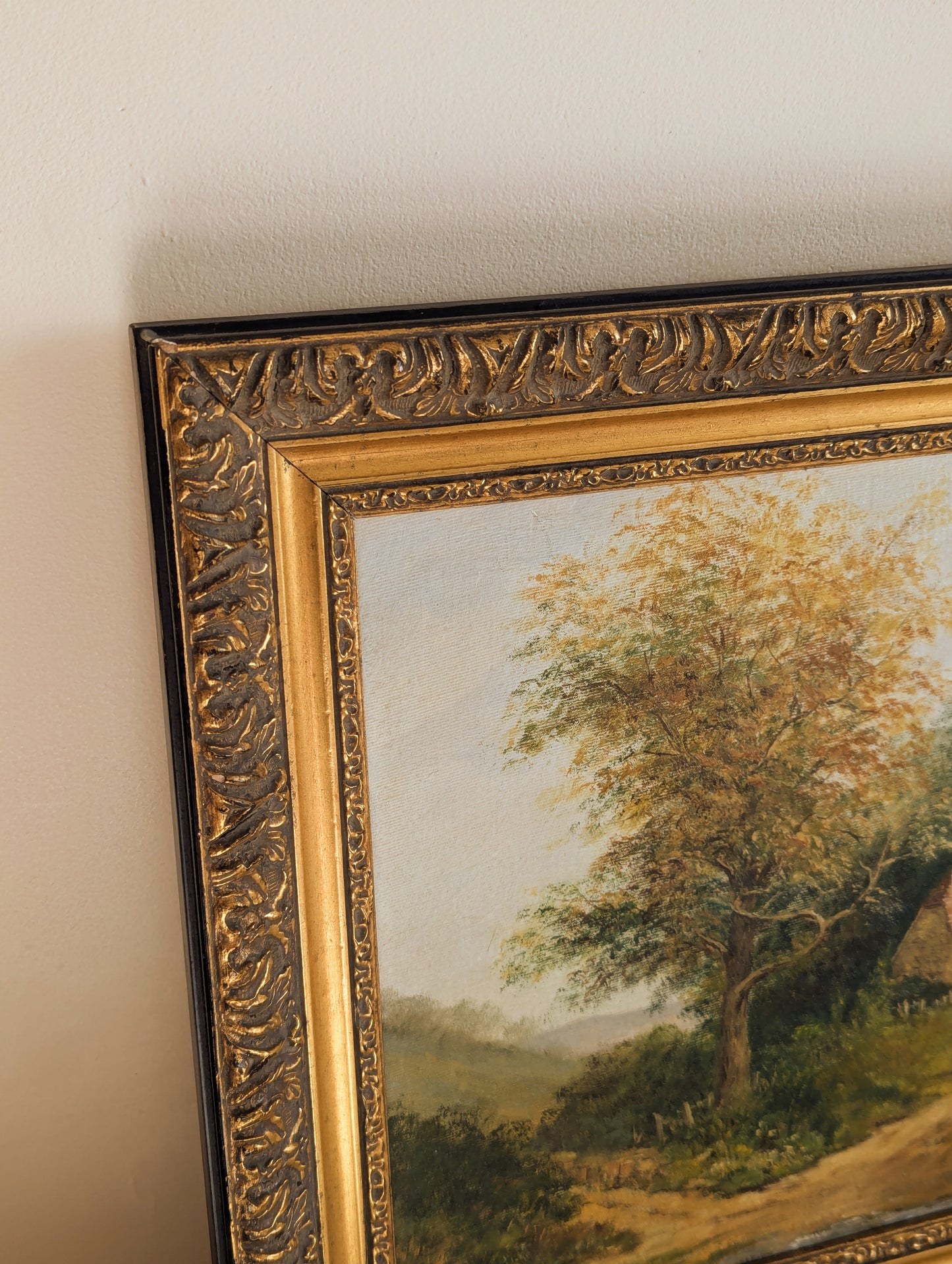 English Country Cottage Framed Original Oil Painting