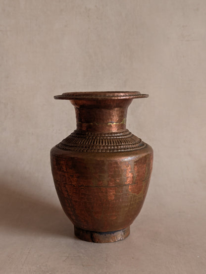Nepalese Hand-Hammered Copper & Brass Ritual Vessel
