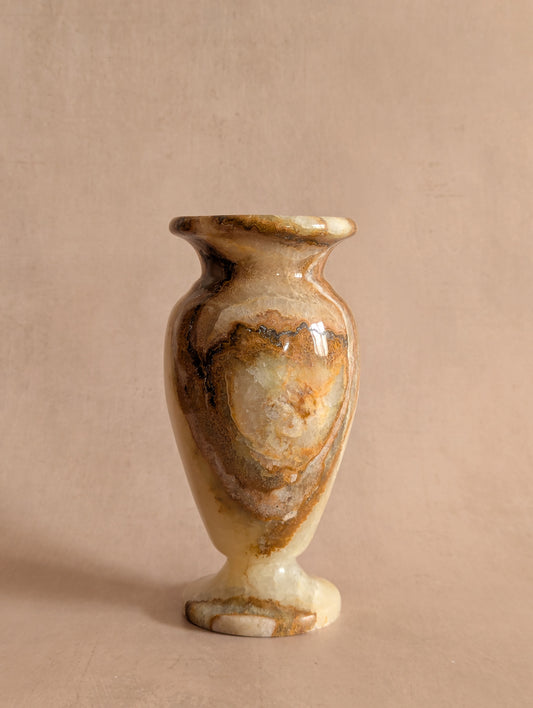 Large Onyx Natural Stone Trumpet Vase