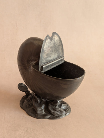 Pewter Nautilus Shell Spoon Warmer or Vase