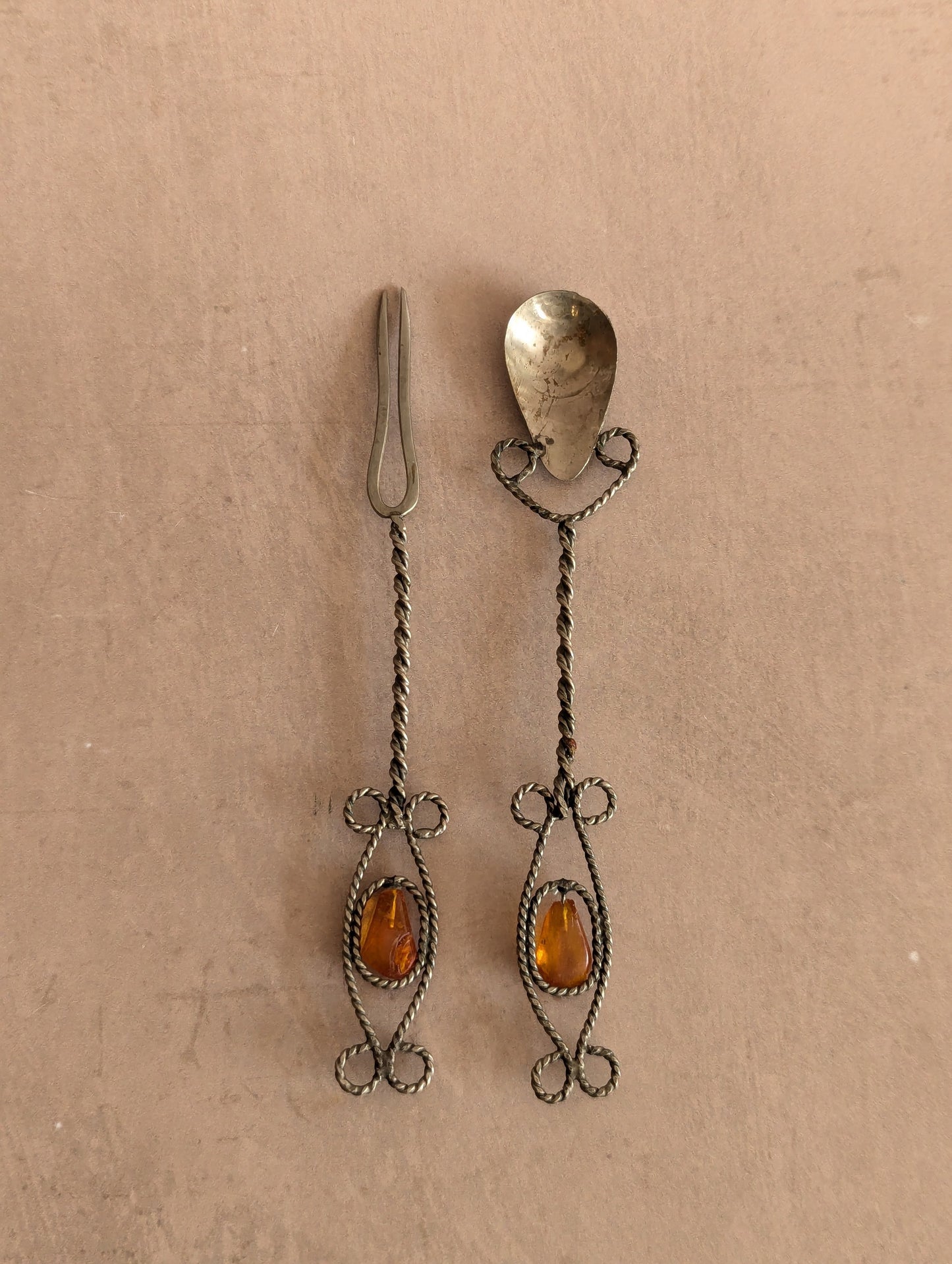 Arts & Crafts Amber Metal Cocktail Utensils