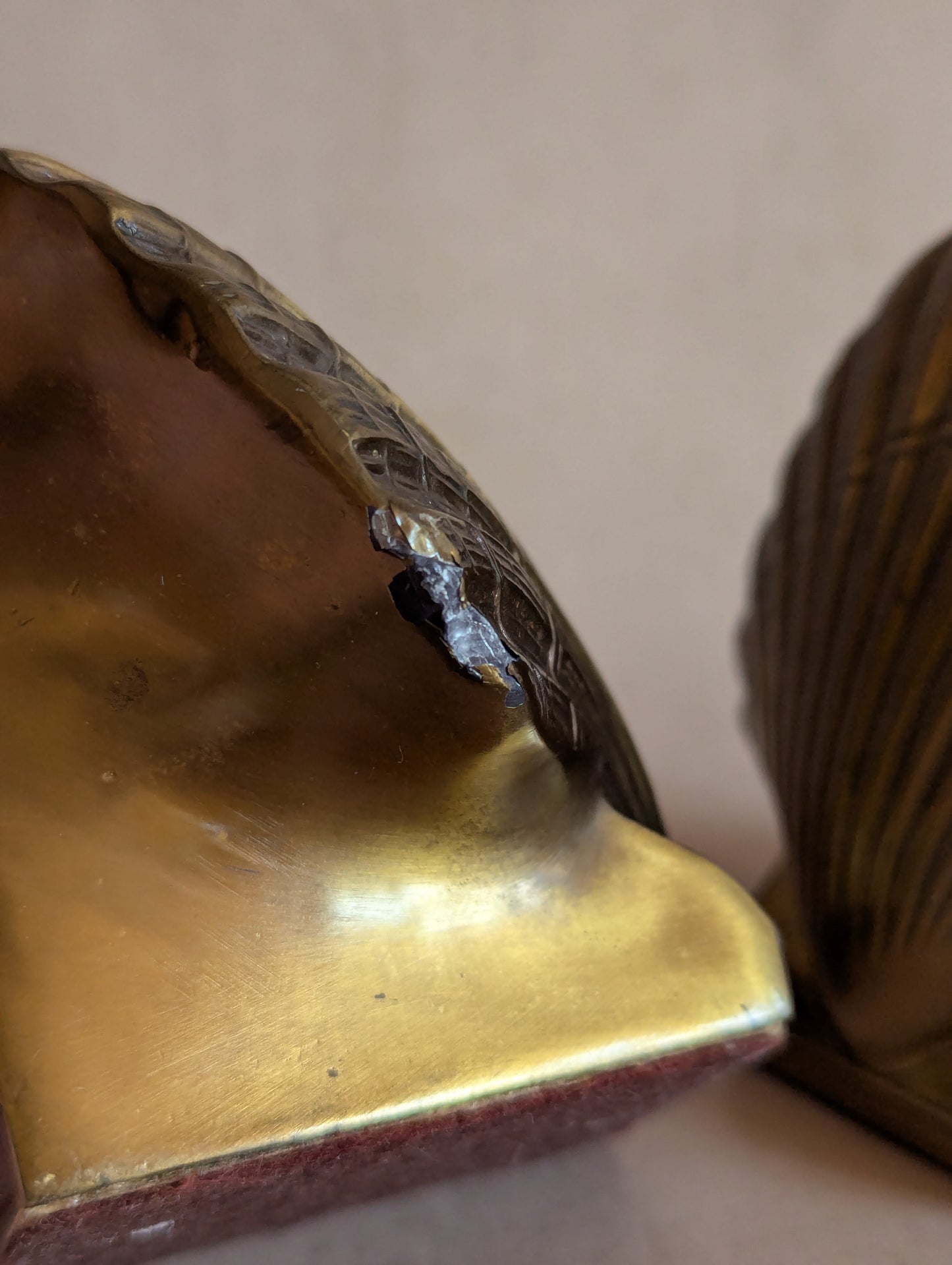Mid-Century Brass Plated Seashell Bookends