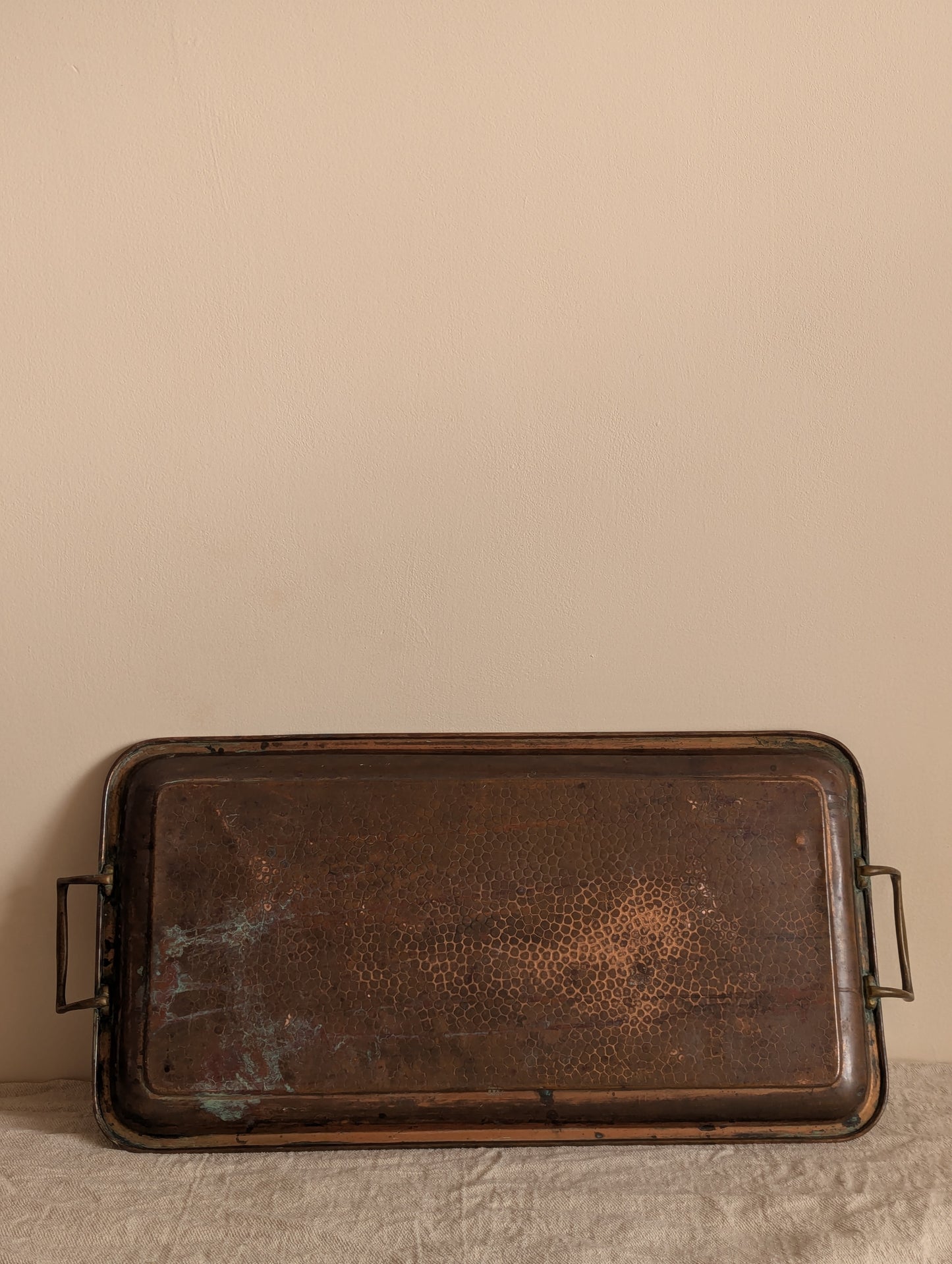 JS&S Arts & Crafts Hand Hammered Copper Serving Tray