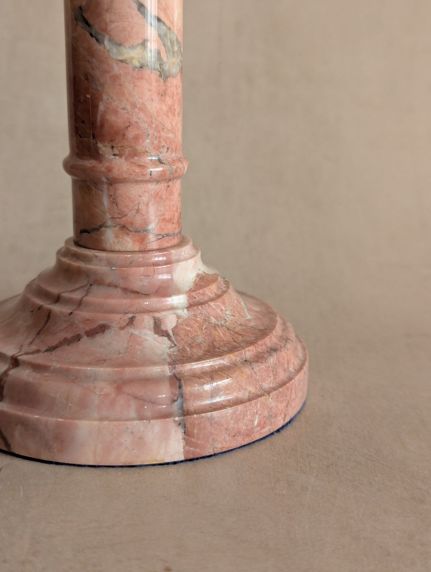 Pink Marble Pedestal Candlestick Holder