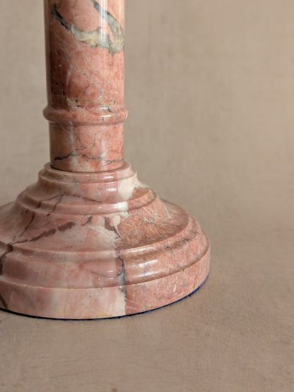 Pink Marble Pedestal Candlestick Holder