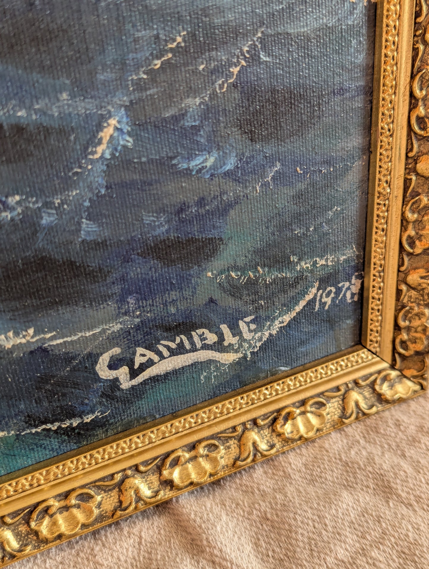 Gamble's Clipper Ship Framed Original Oil Painting