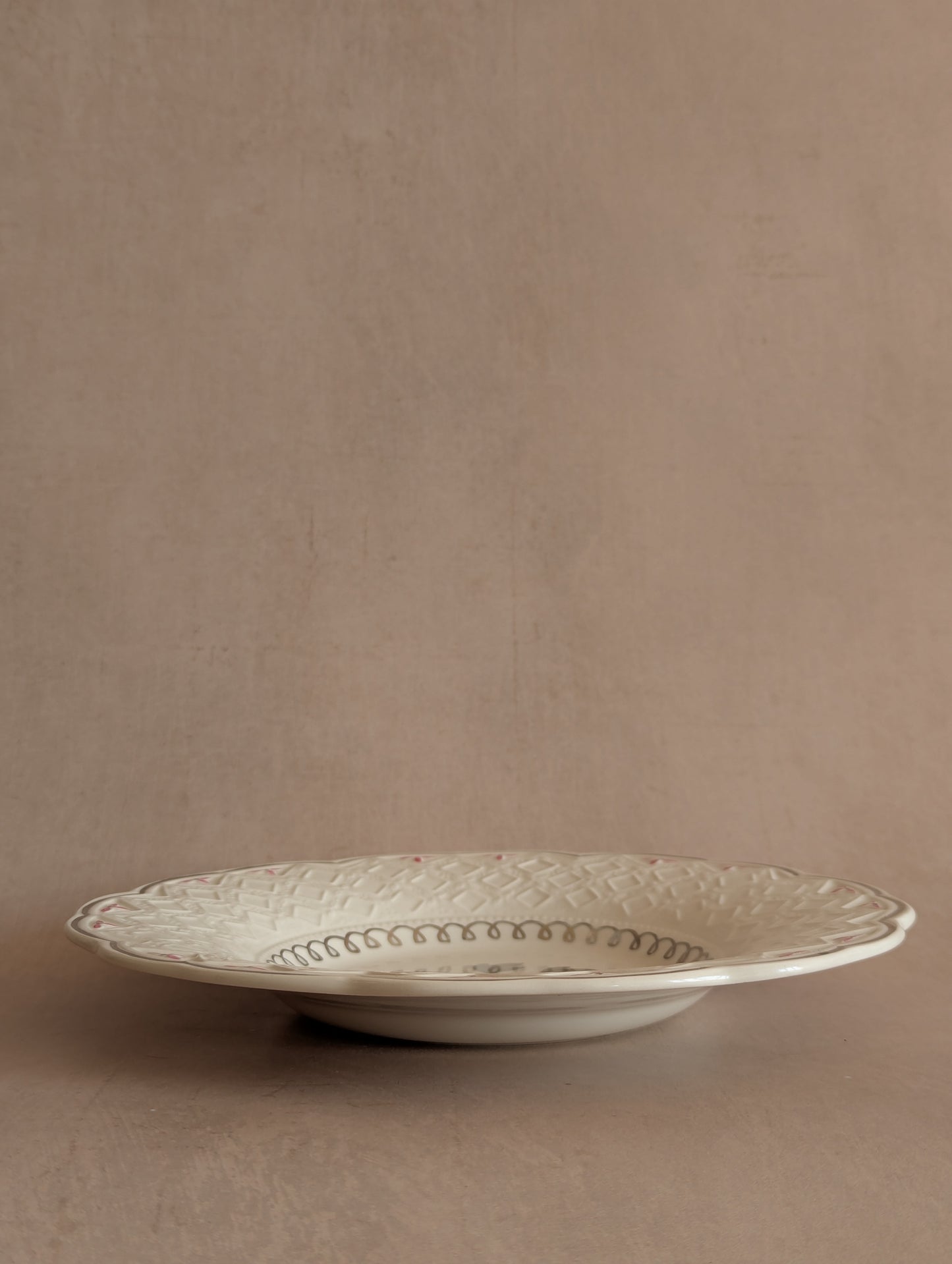 Silver & Pink Floral Art Deco Wedgwood Plate