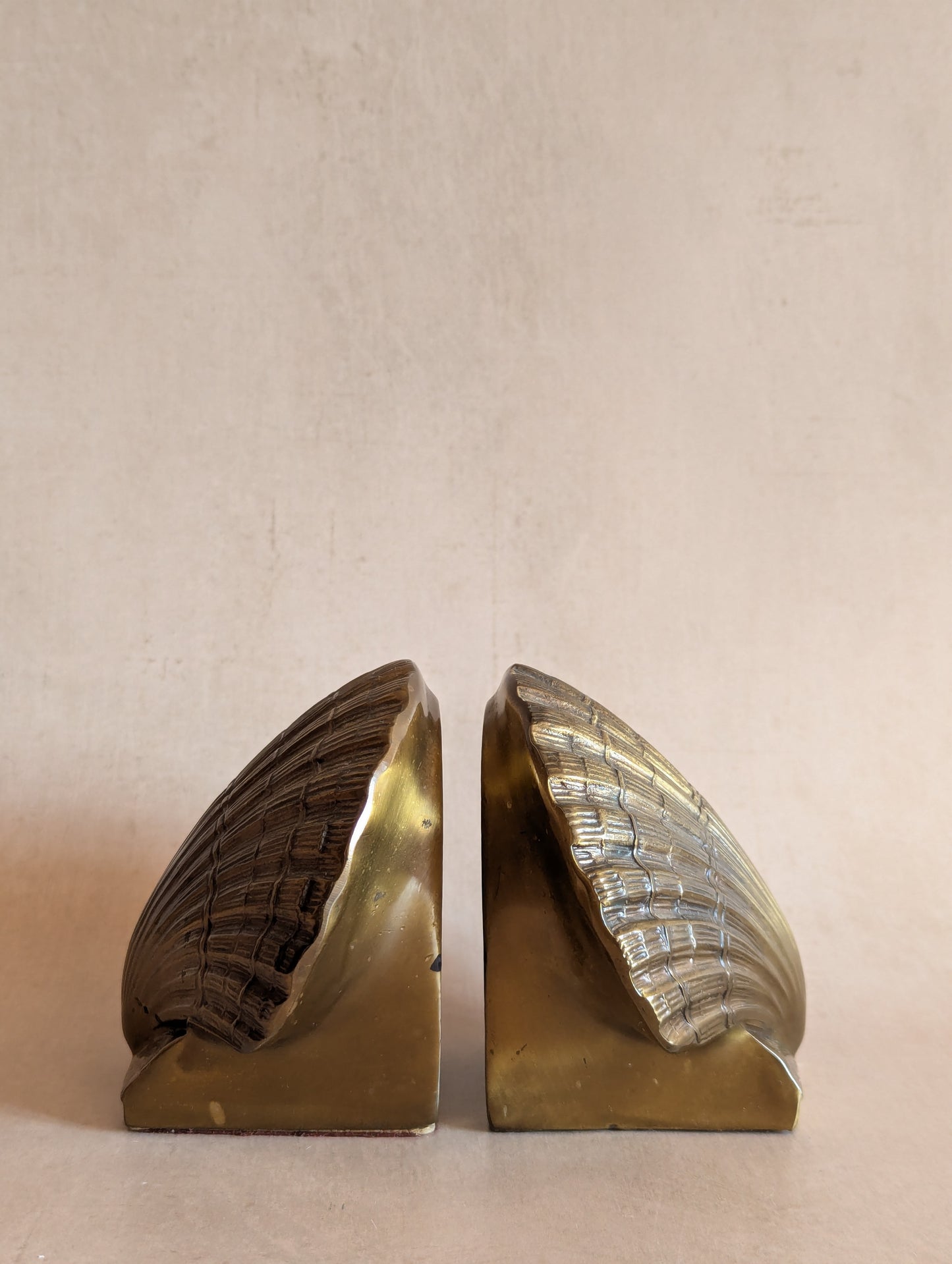 Mid-Century Brass Plated Seashell Bookends