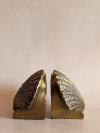 Mid-Century Brass Plated Seashell Bookends