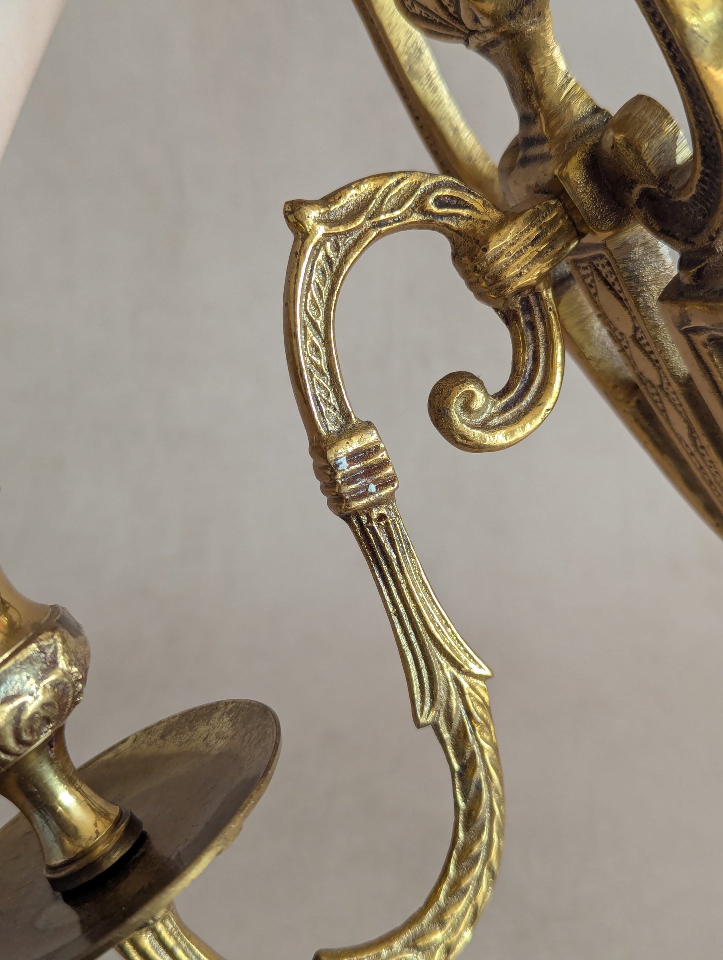 Single Solid Brass Ornate Candle Sconce