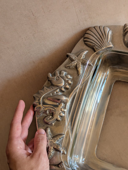 Mexican Aluminum Nautical Seahorse Serving Tray