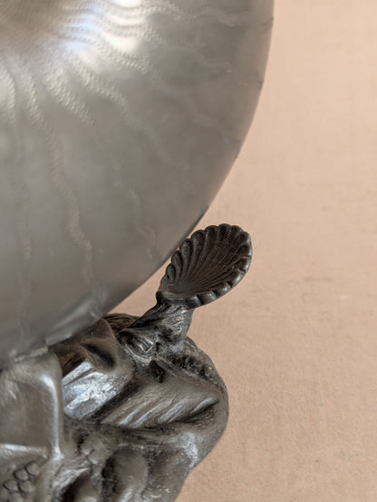 Pewter Nautilus Shell Spoon Warmer or Vase