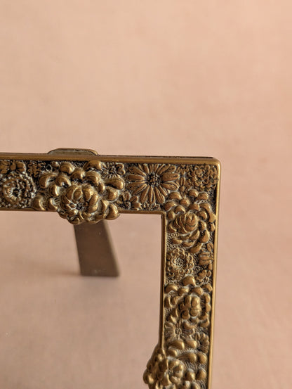 Small Solid Brass Floral Tabletop Frames, Set of Two