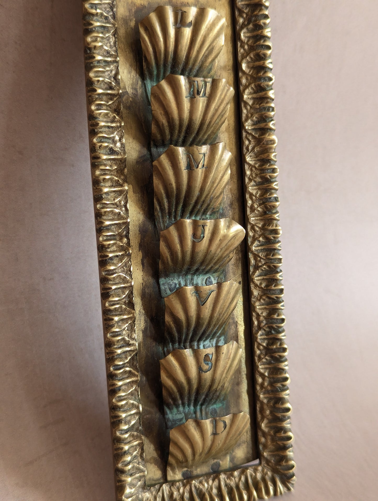 French Brass Hanging Weekly Organizer, Semainier, Porte Cartes