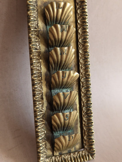 French Brass Hanging Weekly Organizer, Semainier, Porte Cartes