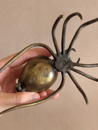 Large Antique Brass Spider Trinket Box