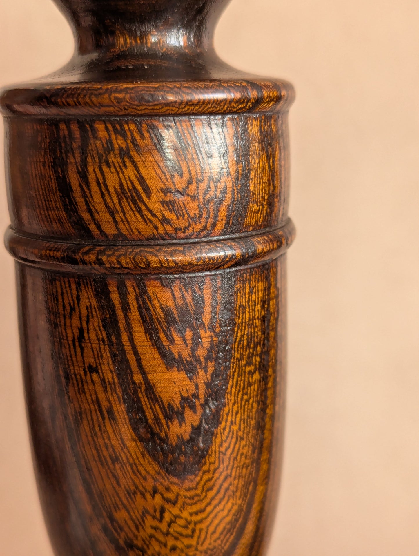 Victorian Oak English Candlestick Holders, Set of Two