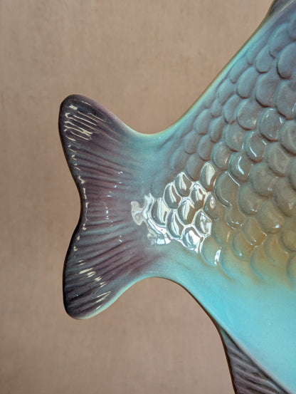 Mid-Century Shorter & Son Blue Ceramic Fish Plate