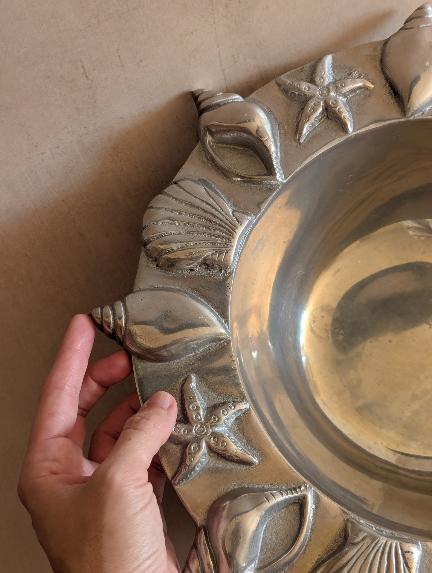 Mexican Nautical Aluminum Salad Bowl w/Utensils