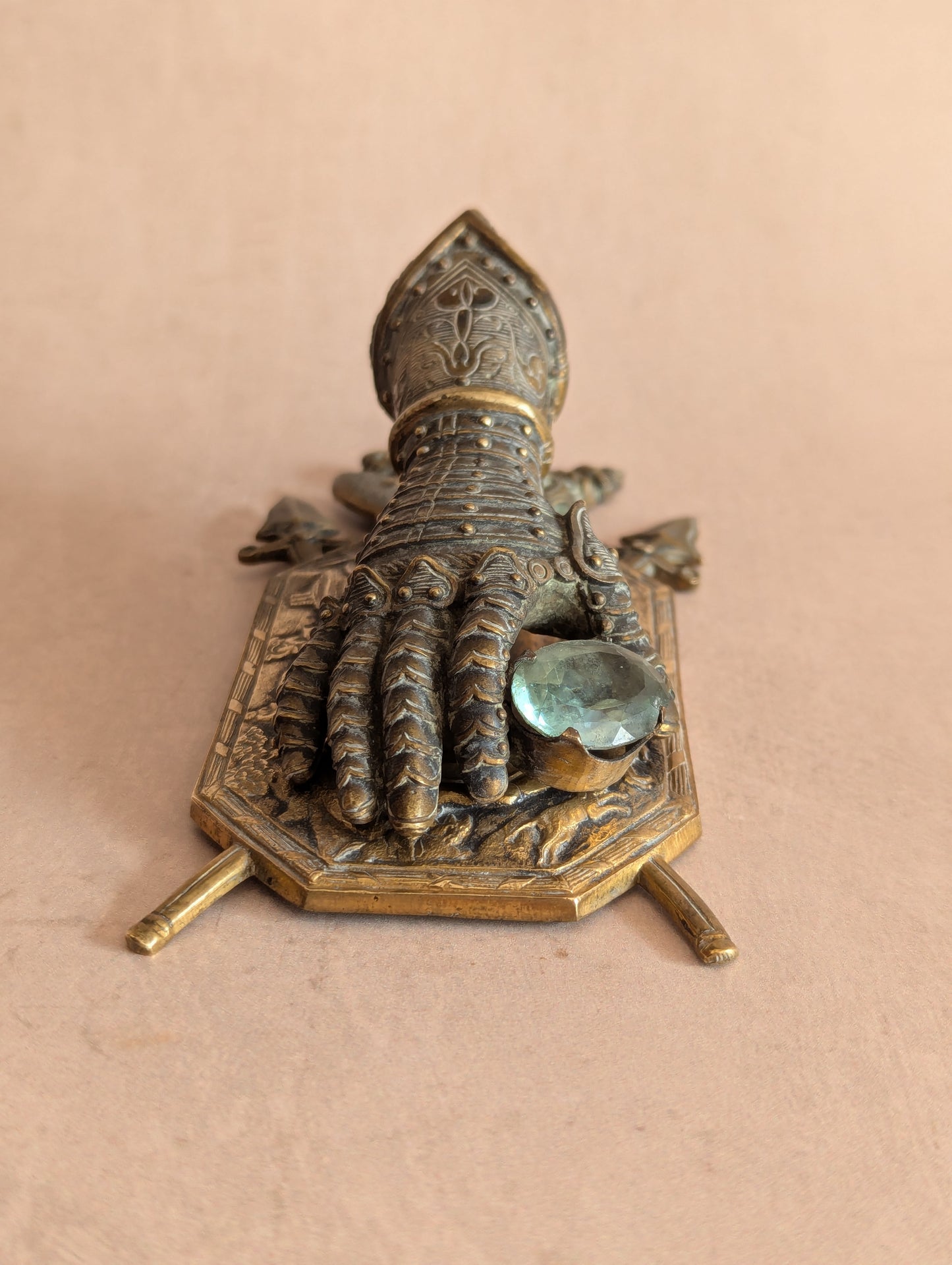 Medieval Knight Gauntlet Brass Desk Clip, Fantasy Gift or Movie Prop