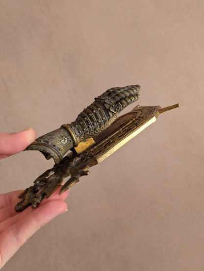 Medieval Knight Gauntlet Brass Desk Clip, Fantasy Gift or Movie Prop