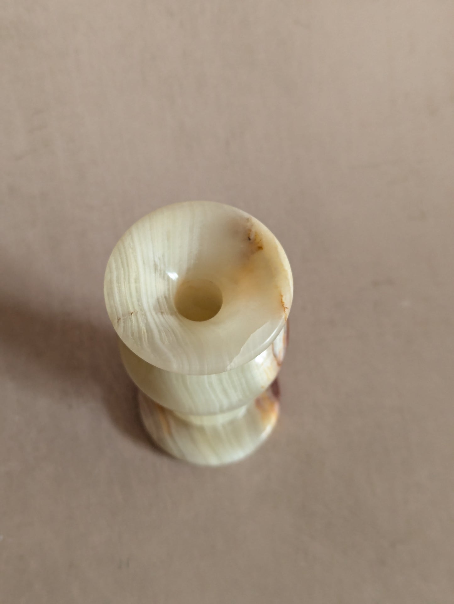 White & Brown Miniature Onyx Stone Bud Vase