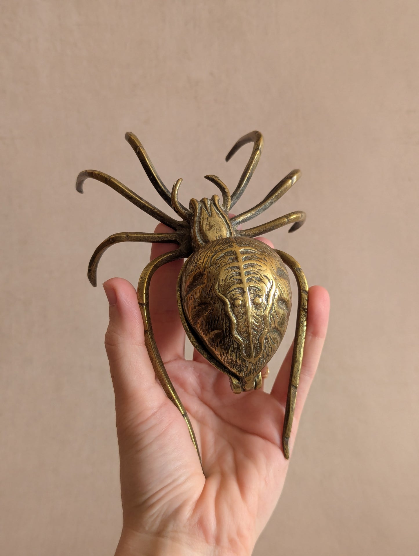 Large Antique Brass Spider Trinket Box